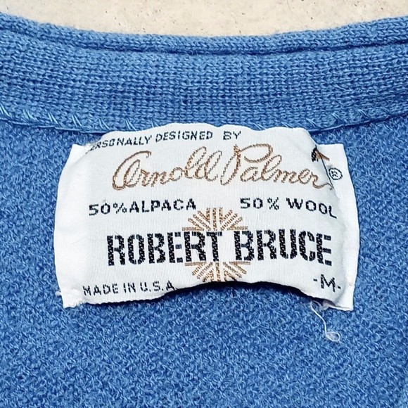 Vintage Arnold Palmer Robert Bruce Alpaca Wool Cardigan Sweater - Mens Medium - Picture 3 of 9